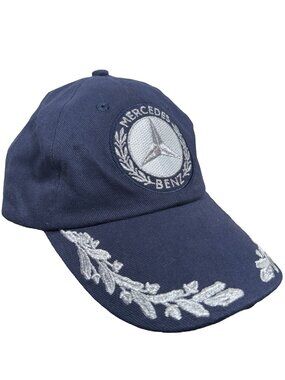 Vintage 90s Crest w/ Laurel Mercedes Benz Logo Strapback hat navy men's OS
